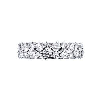 Eternity ring in white gold 18k with two rows of diamonds