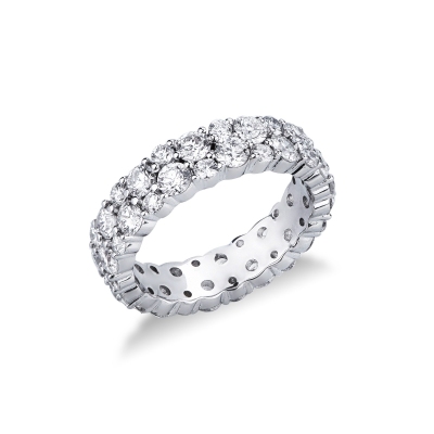 Eternity ring in white gold 18k with two rows of diamonds