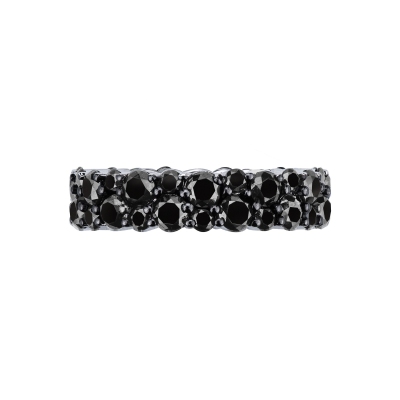Eternity two rows black diamonds ring