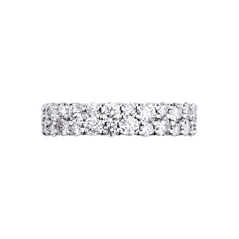 18k white gold eternity ring two rows of diamonds