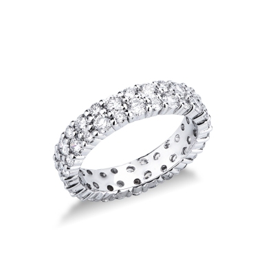 18k white gold eternity ring two rows of diamonds