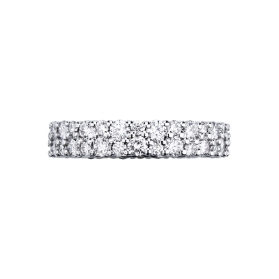 750 white gold eternity ring with rows of diamonds