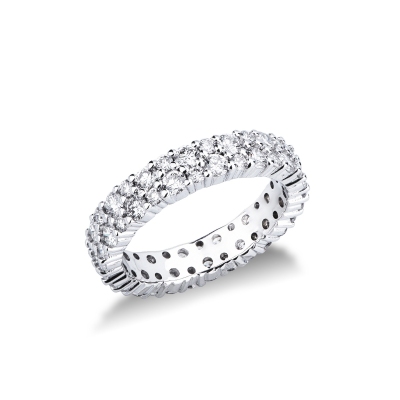 750 white gold eternity ring with rows of diamonds