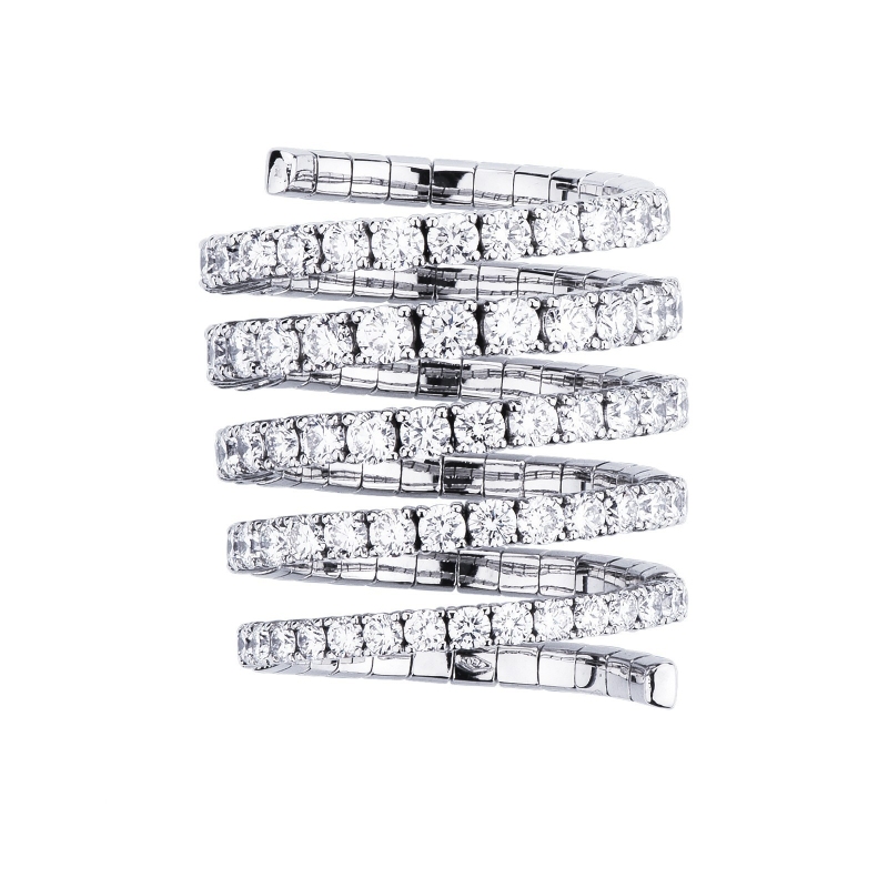 White gold 18k spring ring with diamonds  White gold 18k spring ring with diamonds