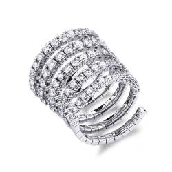 White gold 18k spring ring with diamonds