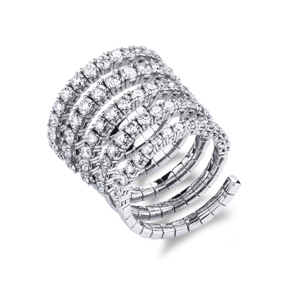 White gold 18k spring ring with diamonds 