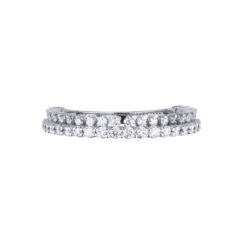 18k white gold half eternity ring with two rows of diamonds  18k white gold half eternity ring with two rows of diamonds
