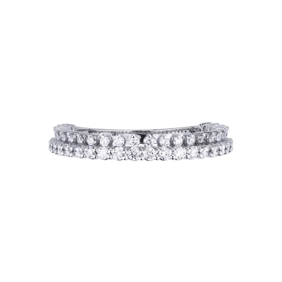 18k white gold half eternity ring with two rows of diamonds 