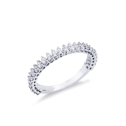 18k white gold half eternity ring with two rows of diamonds