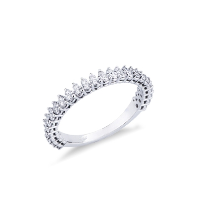 18k white gold half eternity ring with two rows of diamonds 