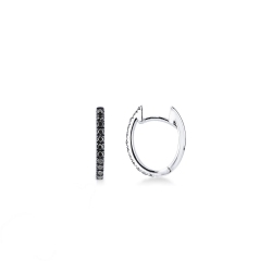 White gold 18k oval earrings with black diamonds, 0,20 ct