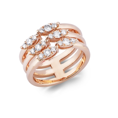 18k rose gold band ring with diamonds
