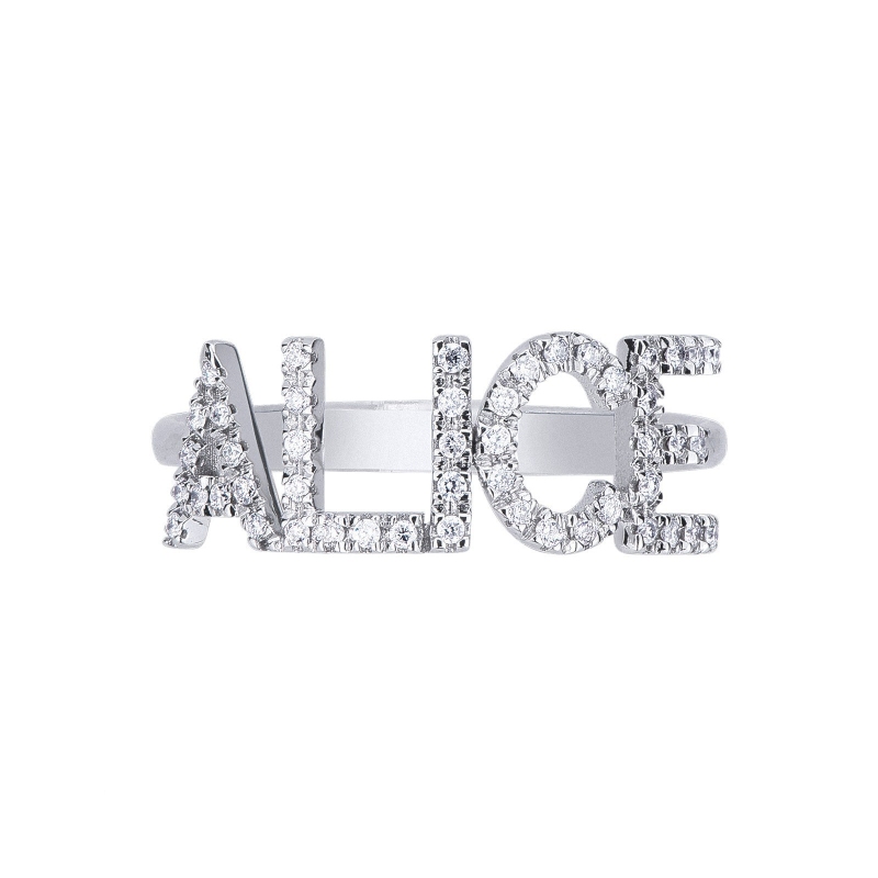 Name ring ALICE white gold and diamonds Name ring ALICE white gold and diamonds