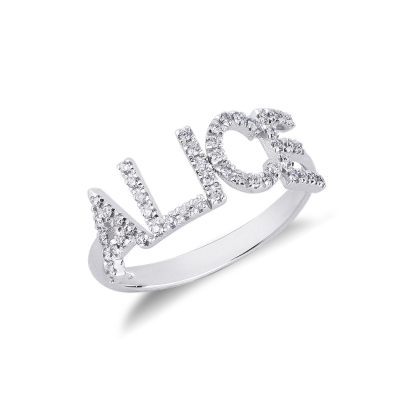 Name ring ALICE white gold and diamonds