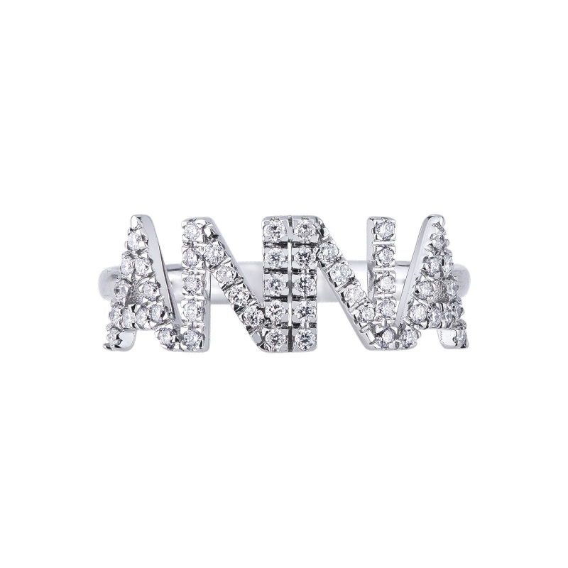 Name ring ANNA white gold and diamonds Name ring ANNA white gold and diamonds