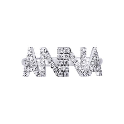 Name ring ANNA white gold and diamonds