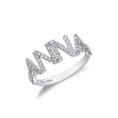 Name ring ANNA white gold and diamonds