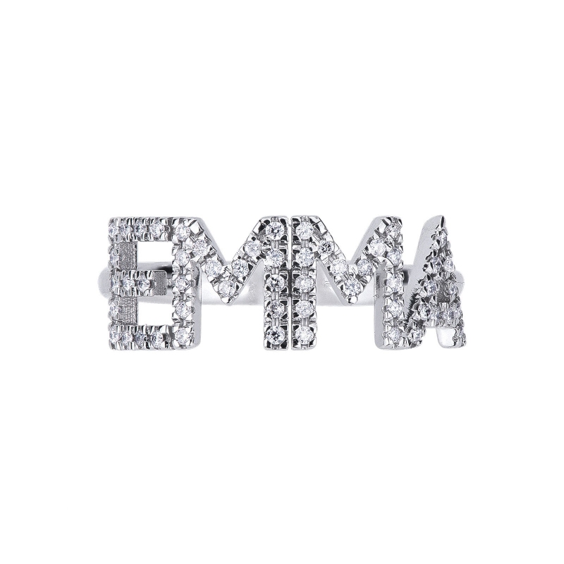 Name ring EMMA white gold and diamonds Name ring EMMA white gold and diamonds