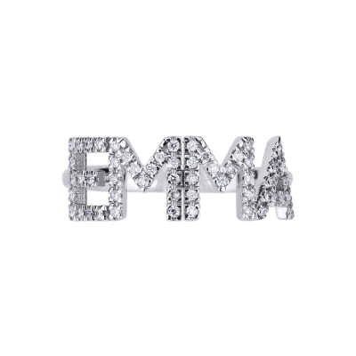 Name ring EMMA white gold and diamonds