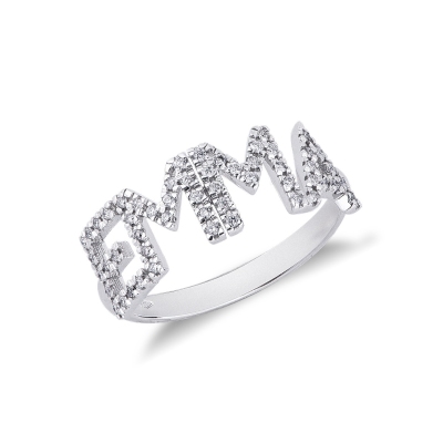 Name ring EMMA white gold and diamonds