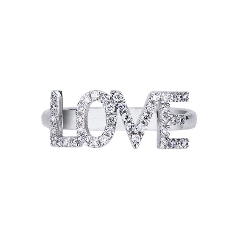 Letter ring LOVE in gold and diamonds Letter ring LOVE in gold and diamonds