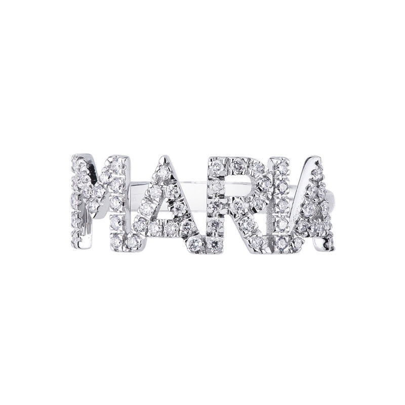 Name ring MARIA white gold 18k and diamonds Name ring MARIA white gold 18k and diamonds