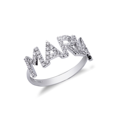Name ring MARIA white gold 18k and diamonds