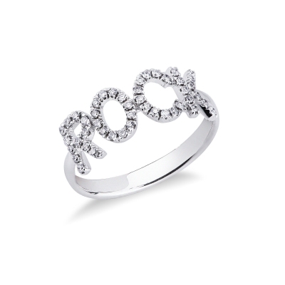 Letter ring Rock in gold and diamonds