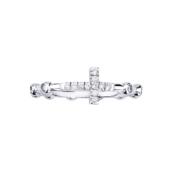 Crossed diamond ring in white gold 18k 2