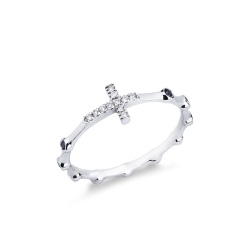 Crossed diamond ring in white gold 18k with black diamonds