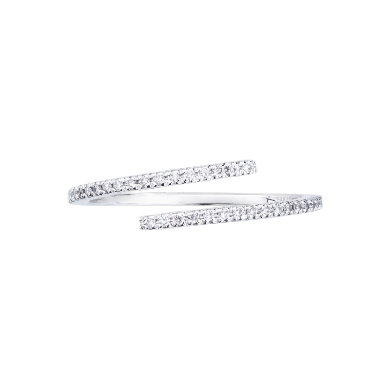 Curved ring in white gold 18k and diamonds  Curved ring in white gold 18k and diamonds