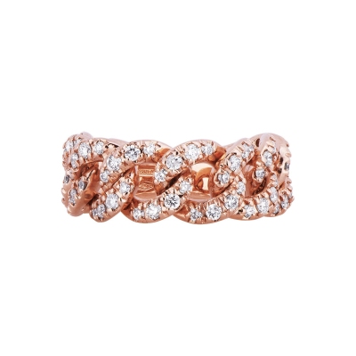 Rose gold 18k groumette ring with diamonds 