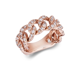 Rose gold 18k groumette ring with diamonds 