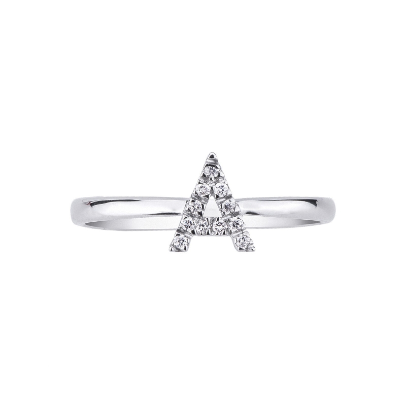 Ring with Initial A white gold 750 and diamonds Ring with Initial A white gold 750 and diamonds