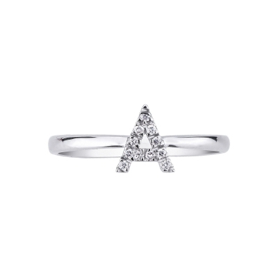 Ring with Initial A white gold 750 and diamonds