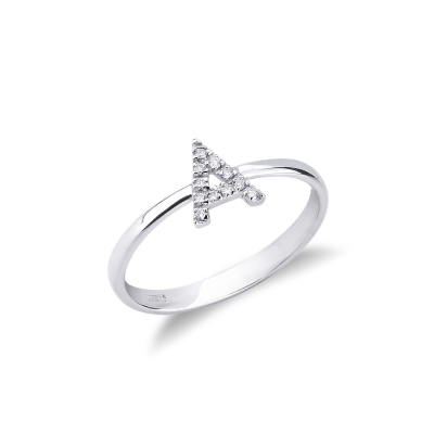 Ring with Initial A white gold 750 and diamonds