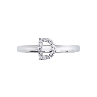 Ring with Initial D white gold and diamonds