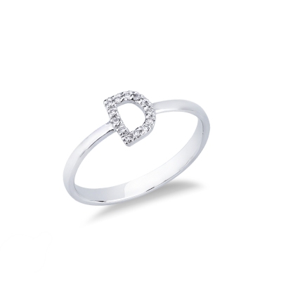 Ring with Initial D white gold and diamonds