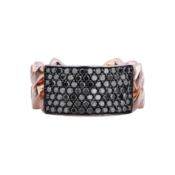 Groumette ring with black diamonds plate in 18kt rose gold 2