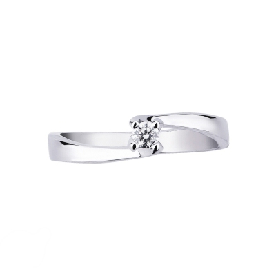 Solitaire 0.10ct diamond ring white gold 18k