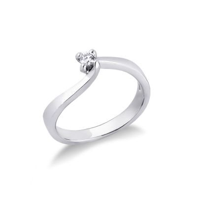Solitaire 0.10ct diamond ring white gold 18k
