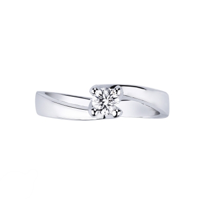 4 claw white gold 18k solitaire ring with a 0,25 ct diamond 