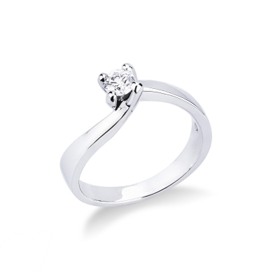 4 claw white gold 18k solitaire ring with a 0,25 ct diamond 
