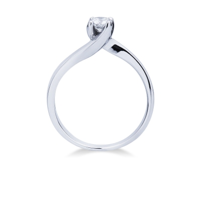 4 claw solitaire diamond ring 0,35 ct white gold 18k