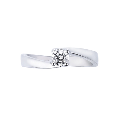 4 claw solitaire diamond ring 0,35 ct white gold 18k