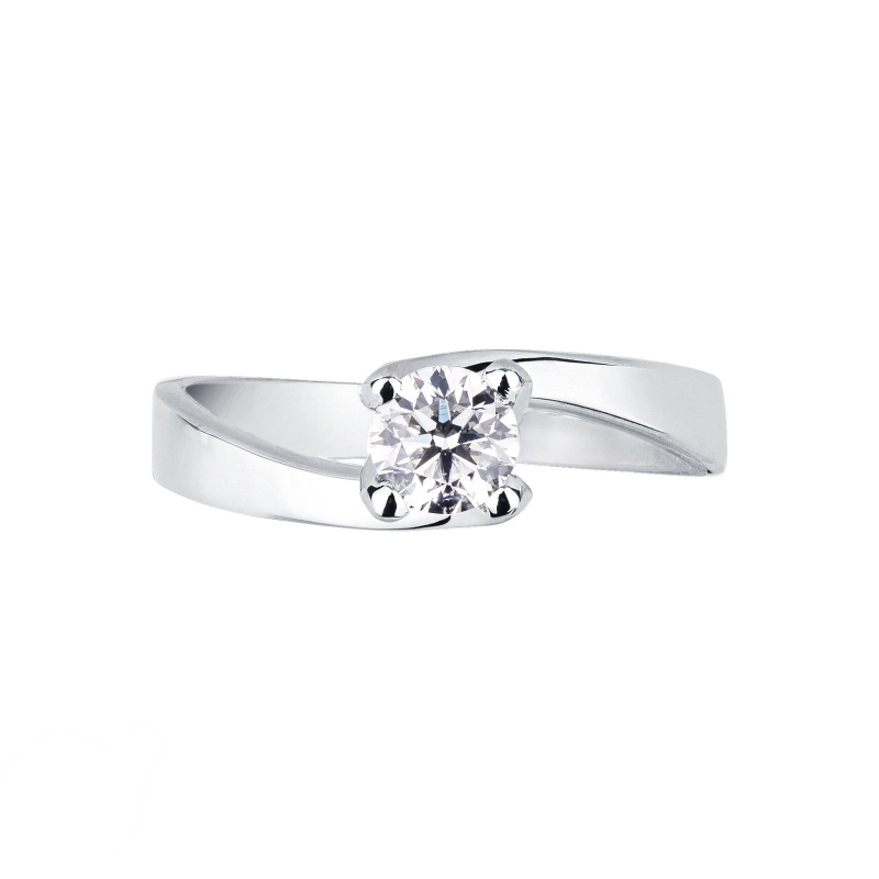 0,50 ct 4 claw solitaire diamond ring white gold 18k 