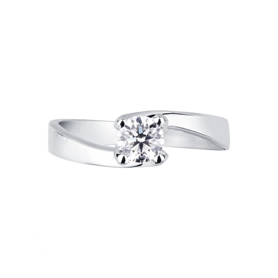 0,50 ct 4 claw solitaire diamond ring white gold 18k 