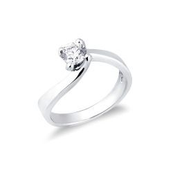 0,50 ct 4 claw solitaire diamond ring white gold 18k
