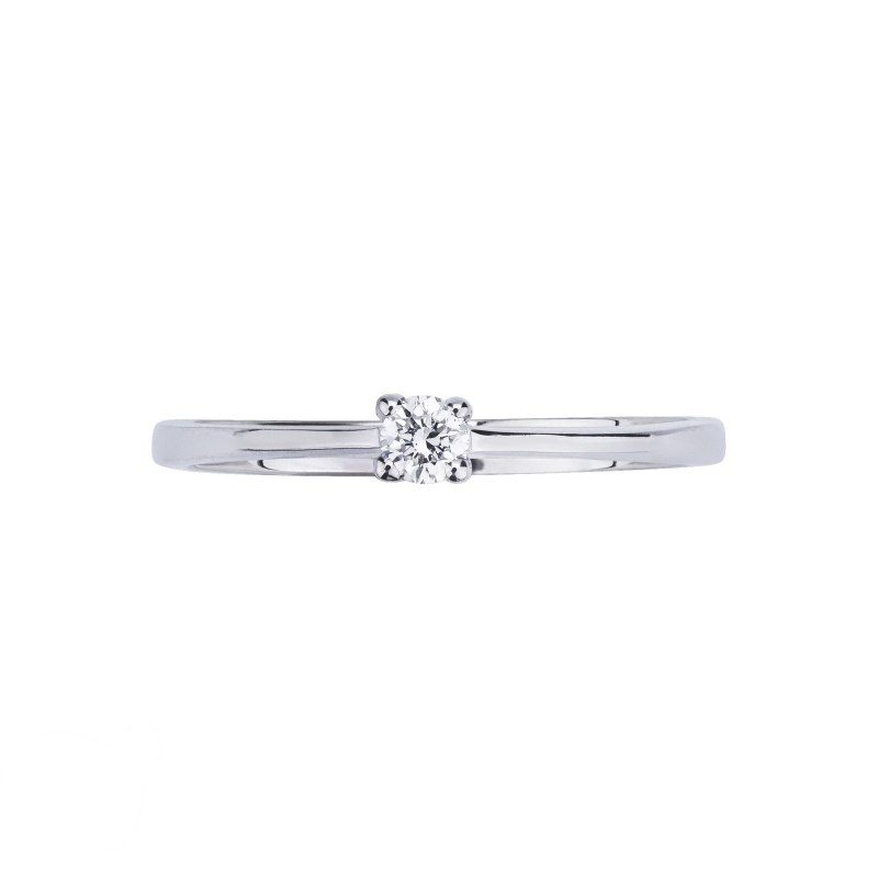 Prong-set solitaire 0.10ct diamond ring in 18kt white gold Prong-set solitaire 0.10ct diamond ring in 18kt white gold