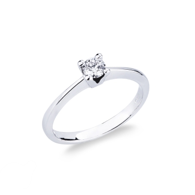 Prong-set solitaire 0.25ct diamond ring in 18kt white gold